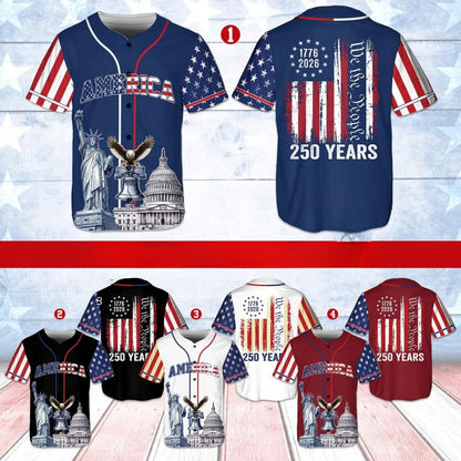 Patriotic 250 Years Baseball Jersey, USA Flag We The People Shirt, 1776-2026 Independence Day Apparel 685211