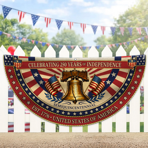 250th Anniversary USA Semicircle Flag | Semiquincentennial Patriotic Gifts, Liberty Bell Vintage Canvas Decor 684424