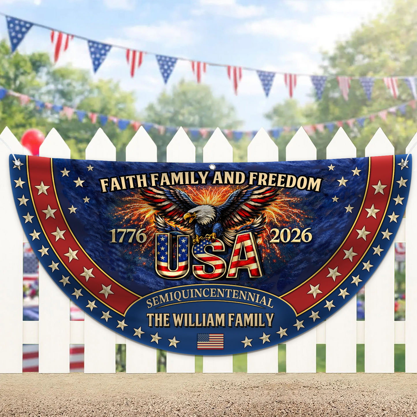 Personalized 250 Years Anniversary USA Semicircle Flag | Patriotic USA Semiquincentennial Banner 684425