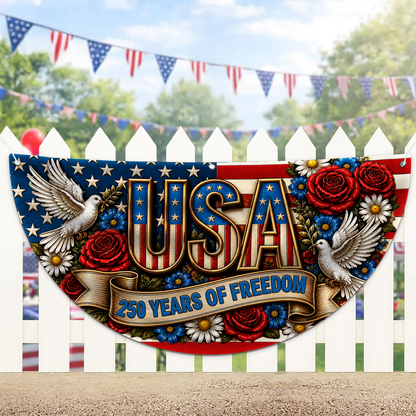 Personalized USA 250th Anniversary Semicircle Flag, Patriotic 250 Years Of Freedom Flag 684972