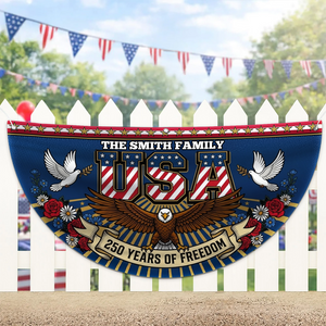 USA 250 Years Of Freedom Semicircle Flag, 4th Of July Porch Garden Outdoor Decor, Vintage American Fan Flag 684966