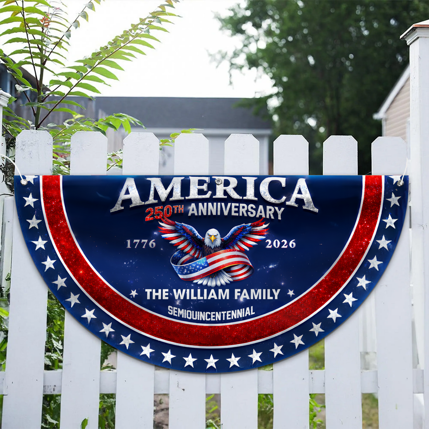 Personalized America 250 Years Anniversary Semicircle Flag | Patriotic Banner 684538