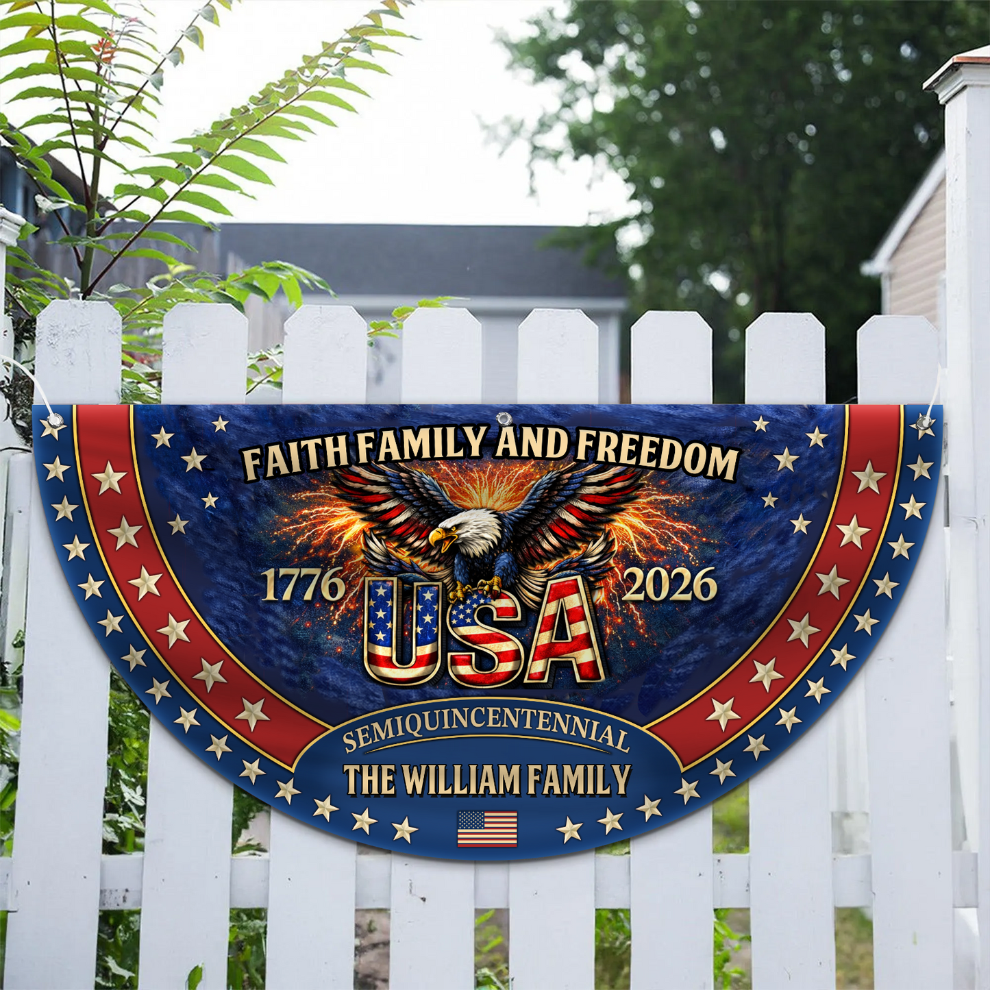 Personalized 250 Years Anniversary USA Semicircle Flag | Patriotic USA Semiquincentennial Banner 684425