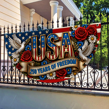 Personalized USA 250th Anniversary Semicircle Flag, Patriotic 250 Years Of Freedom Flag 684972