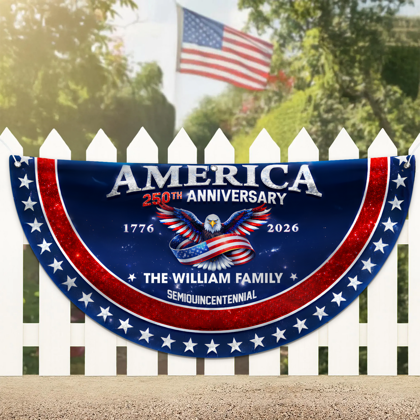 Personalized America 250 Years Anniversary Semicircle Flag | Patriotic Banner 684538