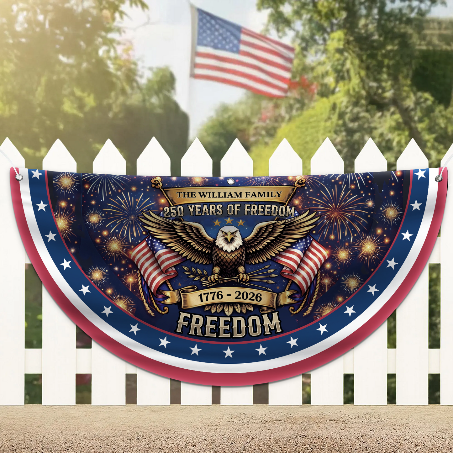 Personalized 250 Years Anniversary USA Semicircle Flag | Patriotic USA 250 Years Of Freedom Banner 684539