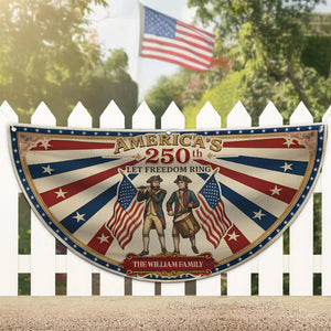 250 Years of America Semicircle Flag, 1776–2026 Let Freedom Ring Porch Decor, Vintage American Fan Flag 684722