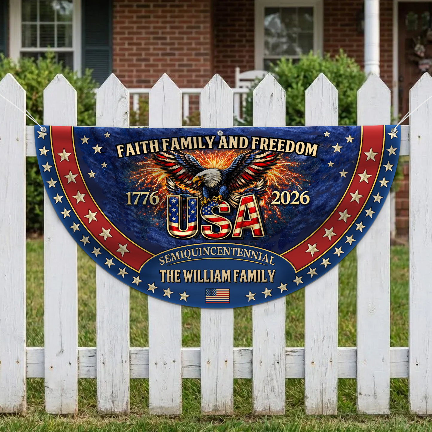 Personalized 250 Years Anniversary USA Semicircle Flag | Patriotic USA Semiquincentennial Banner 684425