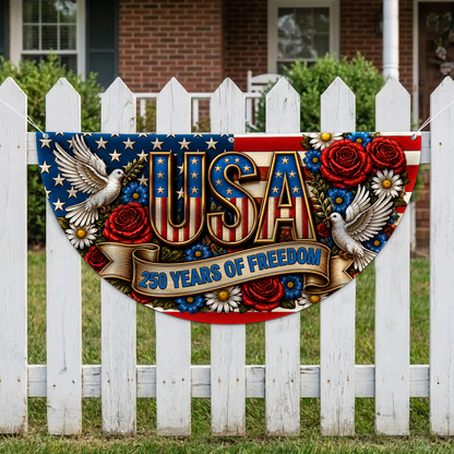 Personalized USA 250th Anniversary Semicircle Flag, Patriotic 250 Years Of Freedom Flag 684972
