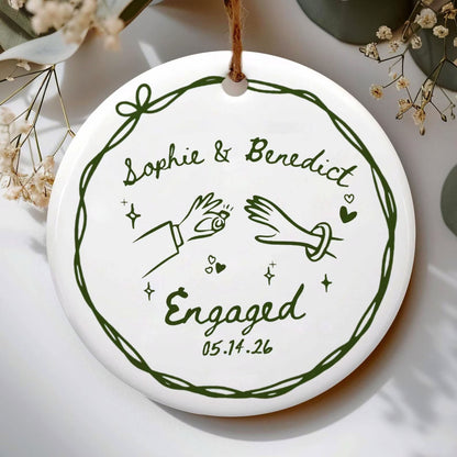 Personalized Couple Ceramic Ornament, Custom Engagement Ornament, Wedding Gift for Couple 685780