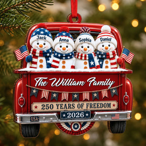 Personalized Snowman 250 Years Of Freedom Wooden Ornament, Custom Name Christmas Ornament 685951