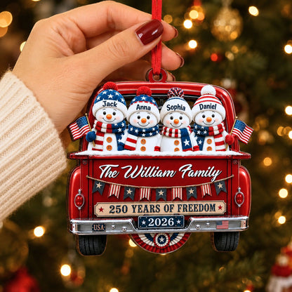 Personalized Snowman 250 Years Of Freedom Wooden Ornament, Custom Name Christmas Ornament 685951
