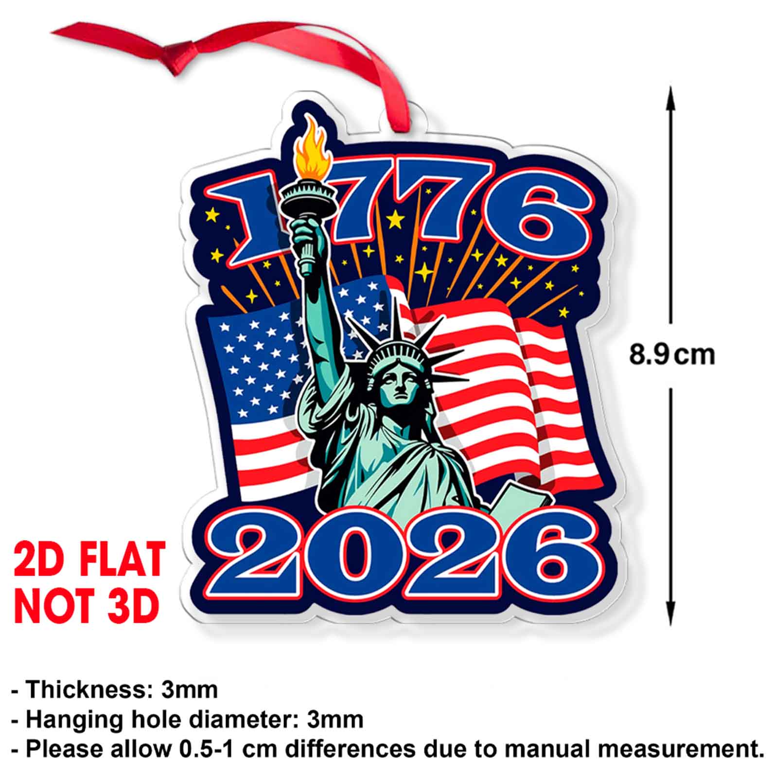 250 Years USA 1776-2026 Acrylic Ornament, America 250th