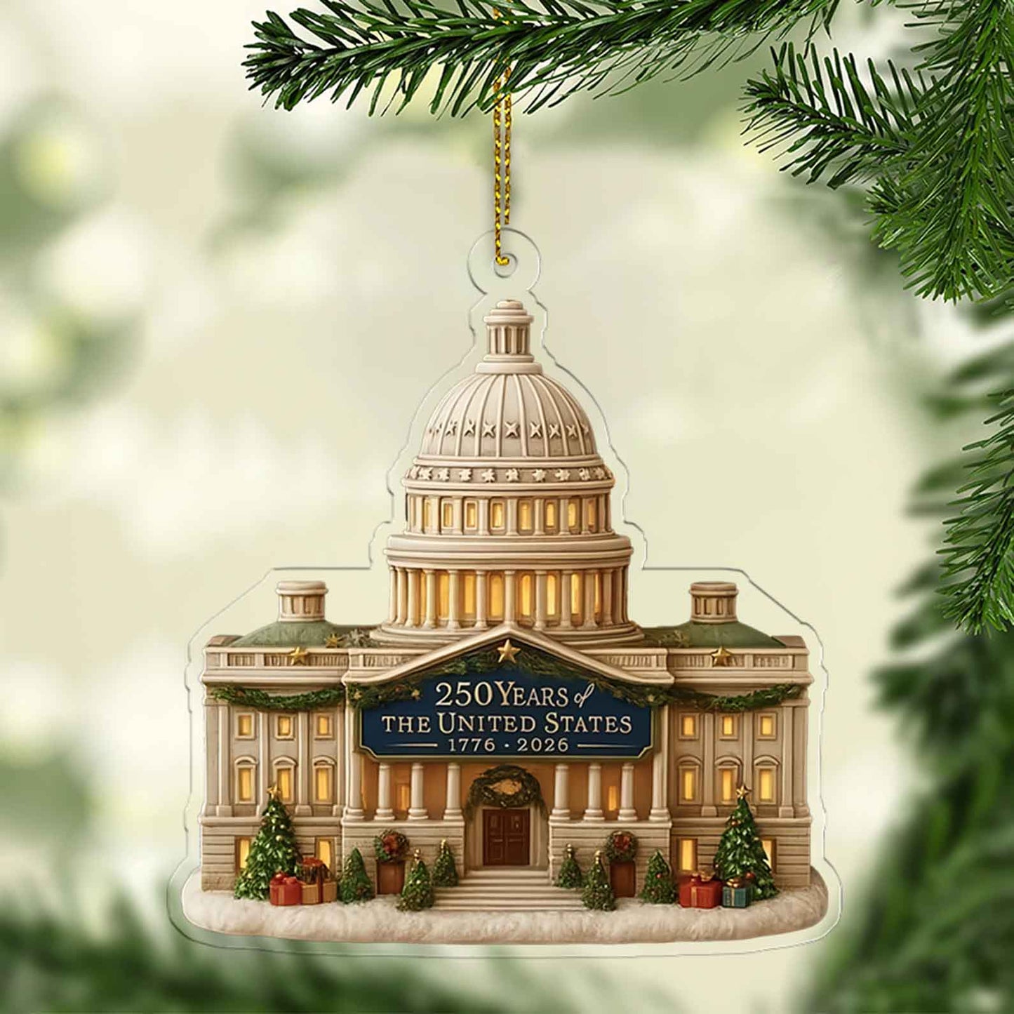 US Capitol Ornament 250 Years | Patriotic Christmas Ornament | Washington DC Holiday Gift Decor 683520