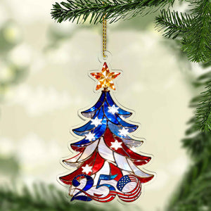 250th Anniversary USA Ornament | Faux Stained Glass Patriotic Christmas Acrylic Ornament | 1776–2026 Liberty Decoration 683515