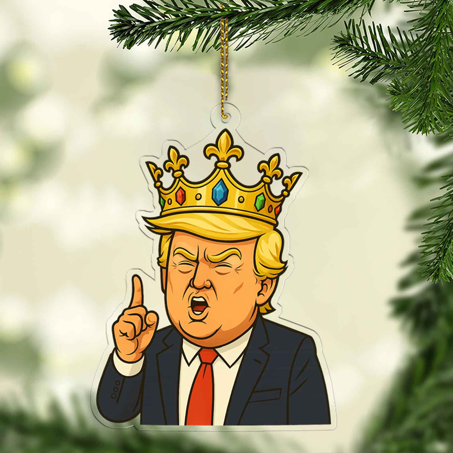 Funny Cartoon Donald Trump Acrylic Ornament | Trump With Crown Christmas Ornament 683536 – GOP