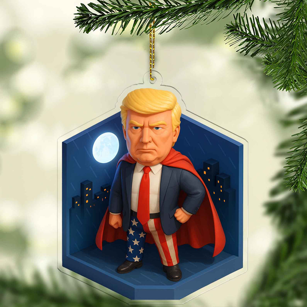 Donald Trump Hero Acrylic Ornament | President Trump Ornament Gift | Patriotic MAGA Christmas & Car Decor 682822 - GOP