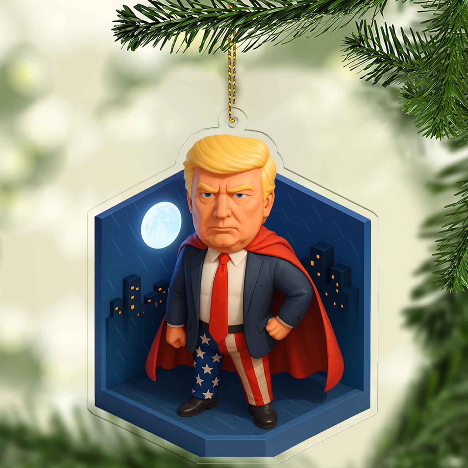 Donald Trump Hero Acrylic Ornament | President Trump Ornament Gift | Patriotic MAGA Christmas & Car Decor 682822 - GOP
