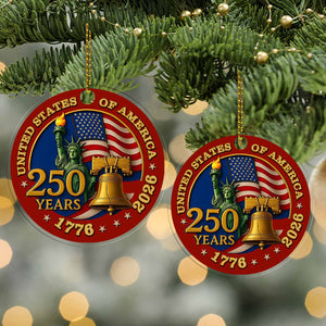 United States of America 250 Years Acrylic Ornament | Happy 250th Birthday USA | Patriotic 4th of July Acrylic Ornament for Christmas Decor 682733