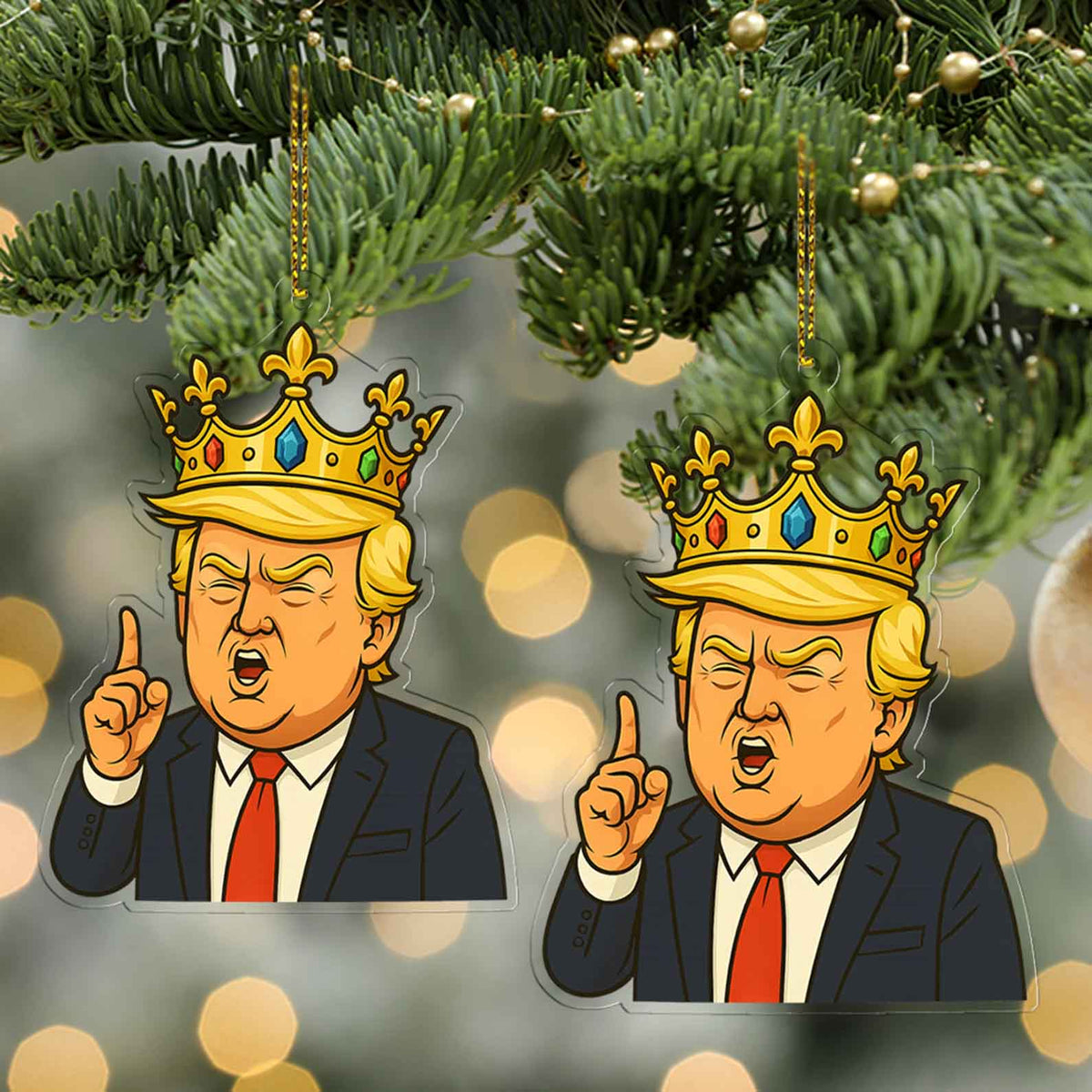 Funny Cartoon Donald Trump Acrylic Ornament | Trump With Crown Christmas Ornament 683536 – GOP