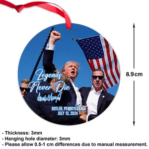 Trump Legends Never Die, Trump 47th President, Trump 2024 Acrylic Ornament, Perfect for Car & Christmas Tree Decor T1119 - GOP