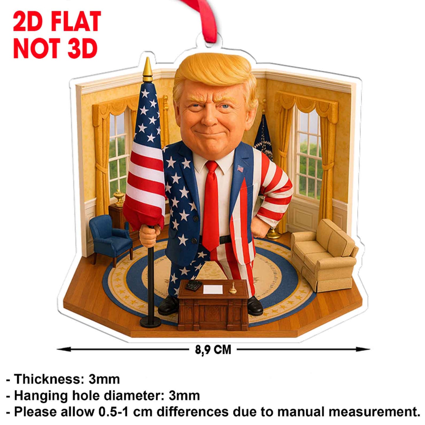 President Trump Oval Office 2D Acrylic Ornament | Patriotic MAGA Ornament for Car & Christmas Tree Décor 682821 – GOP