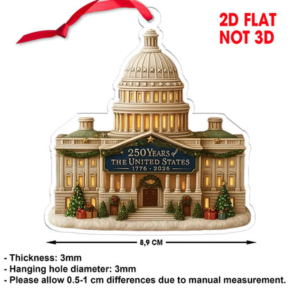 US Capitol Ornament 250 Years | Patriotic Christmas Ornament | Washington DC Holiday Gift Decor 683520