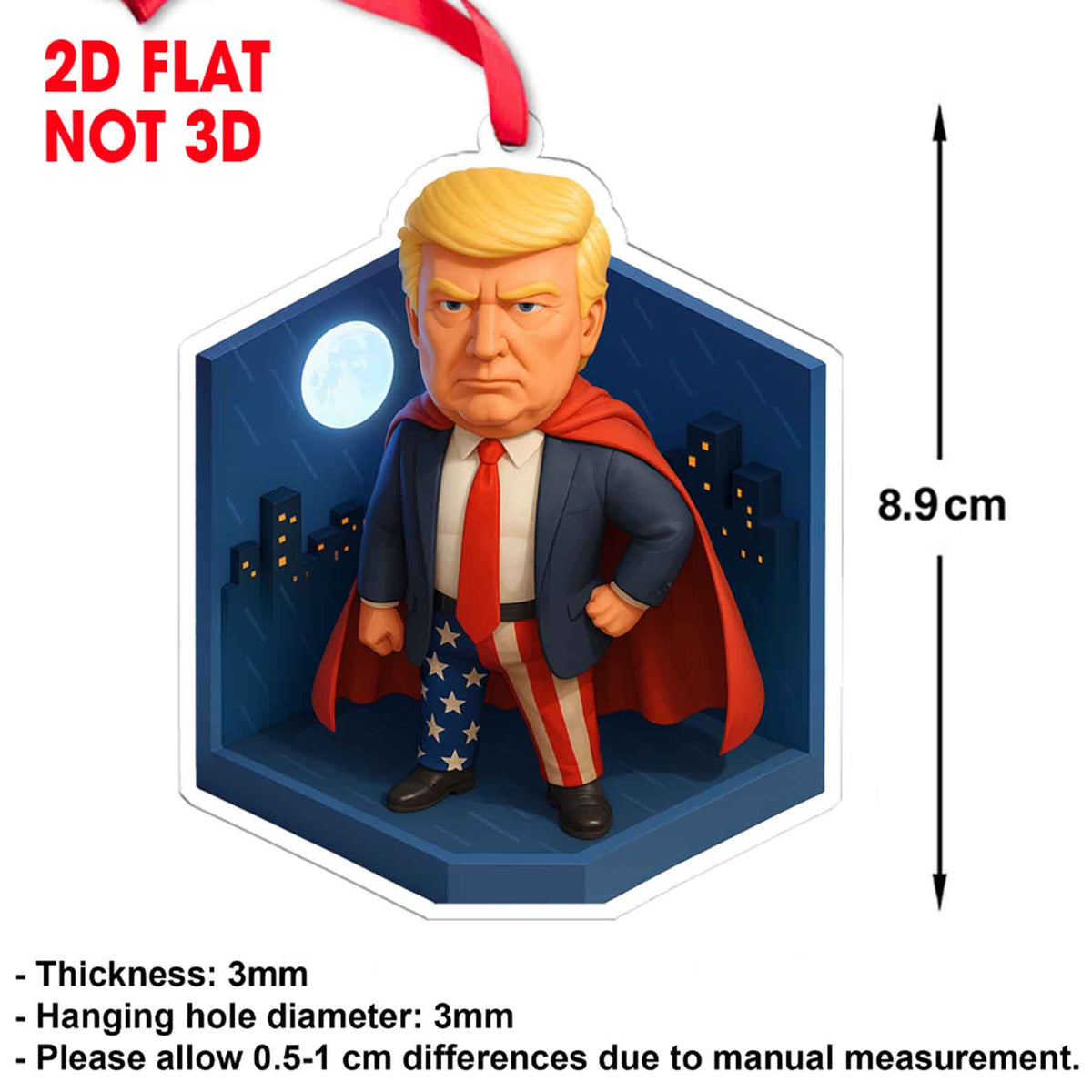 Donald Trump Hero Acrylic Ornament | President Trump Ornament Gift | Patriotic MAGA Christmas & Car Decor 682822 - GOP