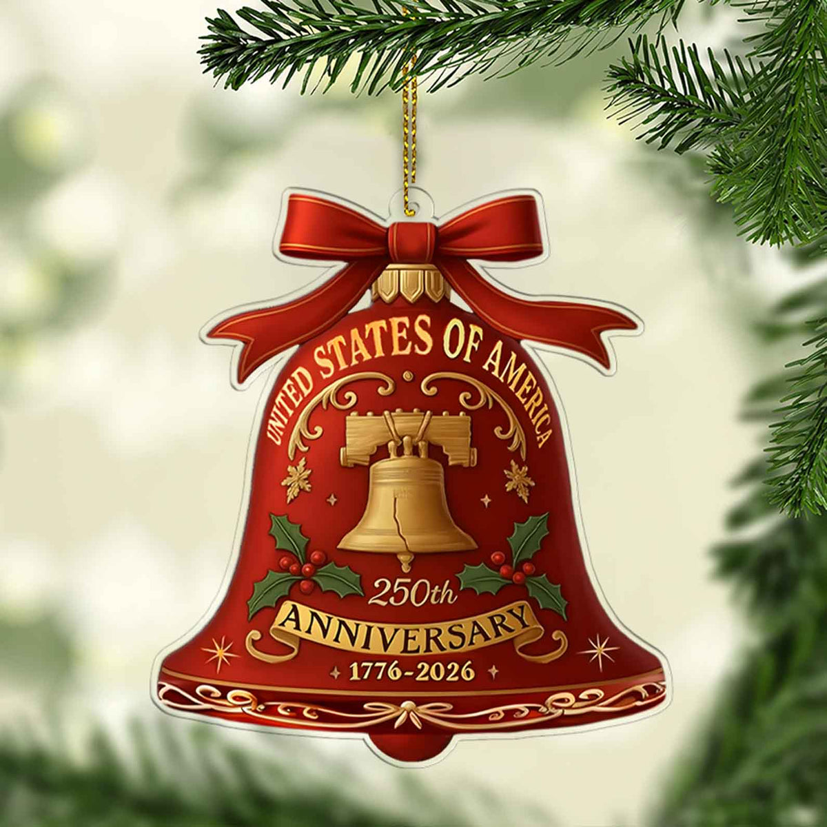 250 Years 1776–2026 Acrylic Ornament | Patriotic Liberty Bell 250th Anniversary Christmas Tree Decoration 683162