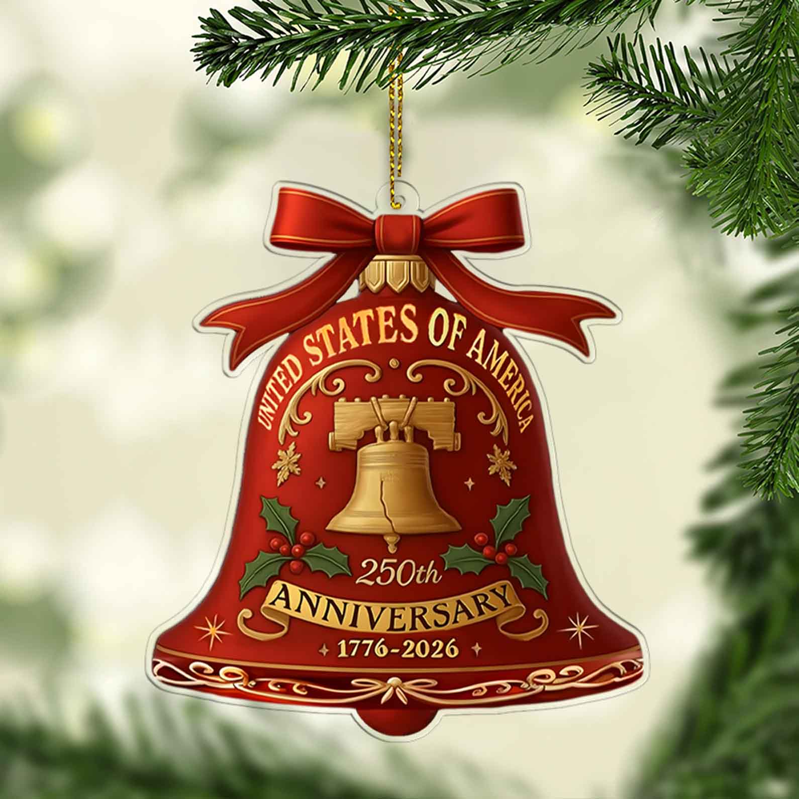 250 Years 1776–2026 Acrylic Ornament | Patriotic Liberty Bell 250th Anniversary Christmas Tree Decoration 683162