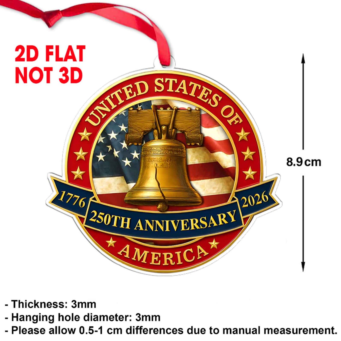 250 Years of America Acrylic Ornament | Liberty Bell 250th Anniversary 1776–2026 | Patriotic 4th of July Ornament 683062