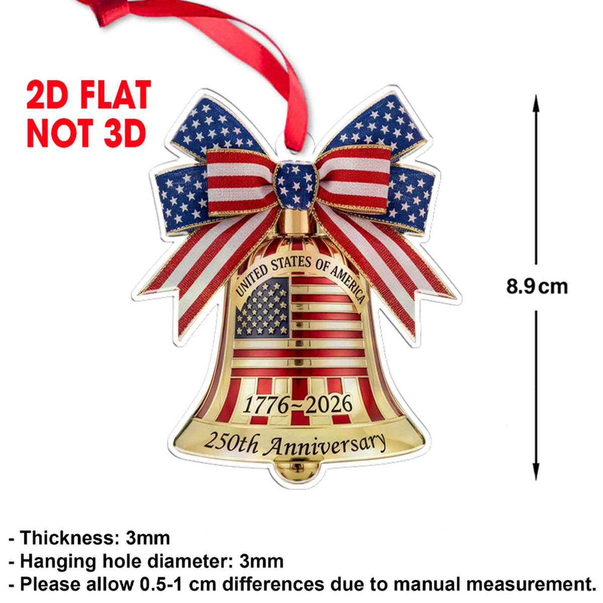 250 Years of the USA Acrylic Ornament | 250th Anniversary 1776–2026 Liberty Bell Ornament for Christmas Decor 683161