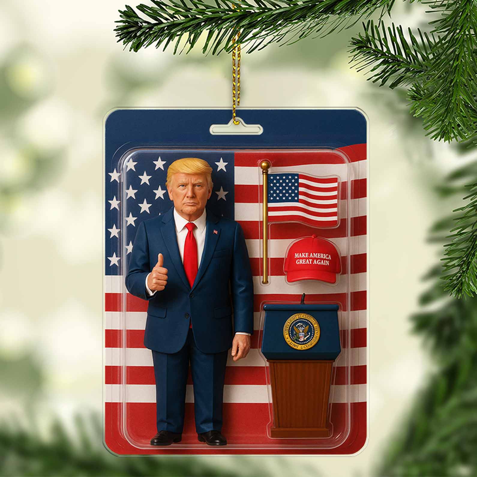 President Trump Thumbs Up 2D Acrylic Ornament, MAGA Ornament, Perfect ...