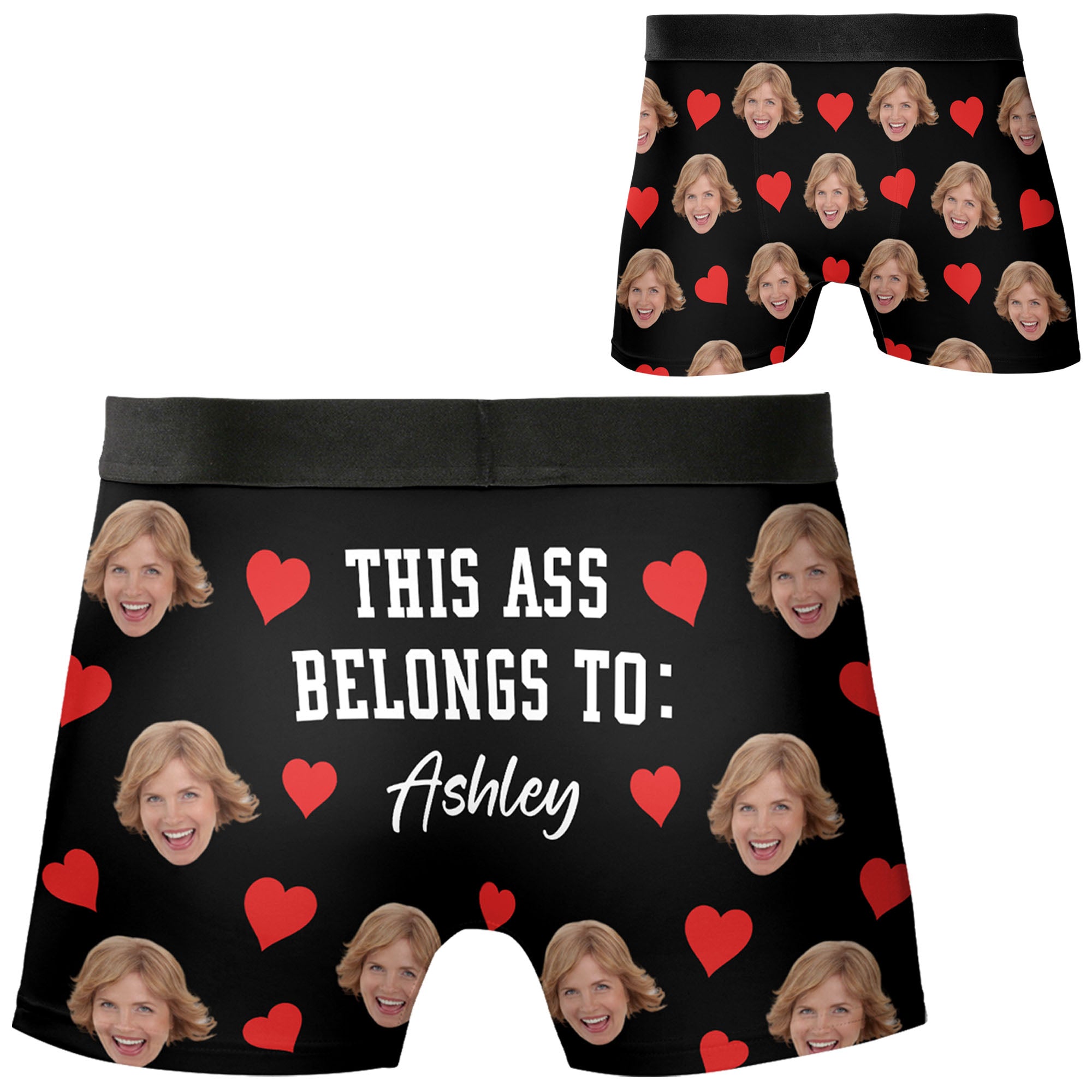 This Ass Belong To Wife, Gift For Him, Live Preview Personalized Valentines Photo Boxer Briefs C862