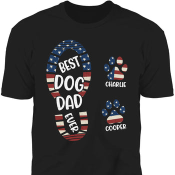 Best Dog Dad Ever Paw Print Personalized Custom Dog Dad Shirt C746