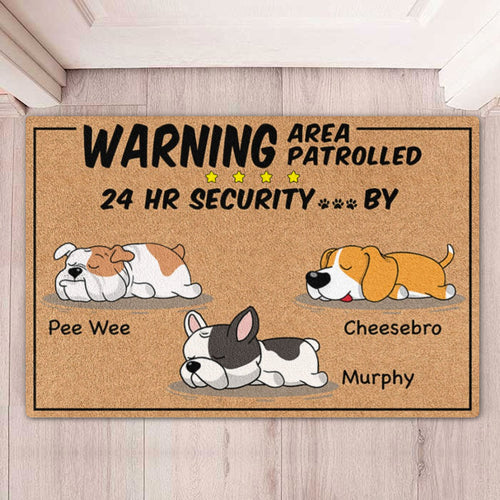 Warning Area Patrolled 24H, Personalized Custom Photo Dog Cat Doormat C832