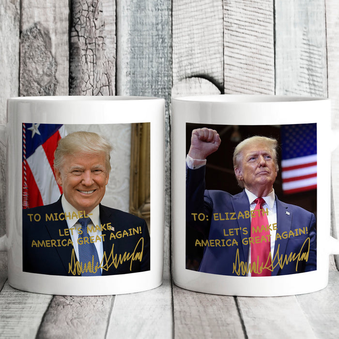 President Donald Trump Autographed Mug | Donald Trump Homage Mug | Donald Trump Fan White Mug C922 - GOP
