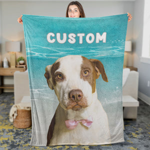 Custom Photo Pet Portrait Dog Cat Face Blanket C793