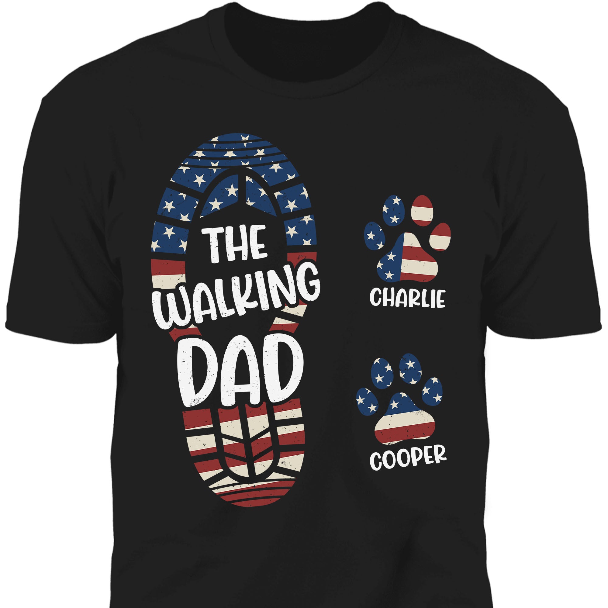 The Walking Dad Paw Print Personalized Custom Dog Dad Shirt C748