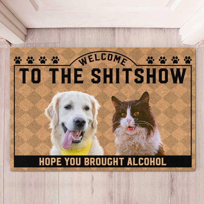 Welcome To The Shitshow Personalized Custom Photo Dog Cat Doormat C744