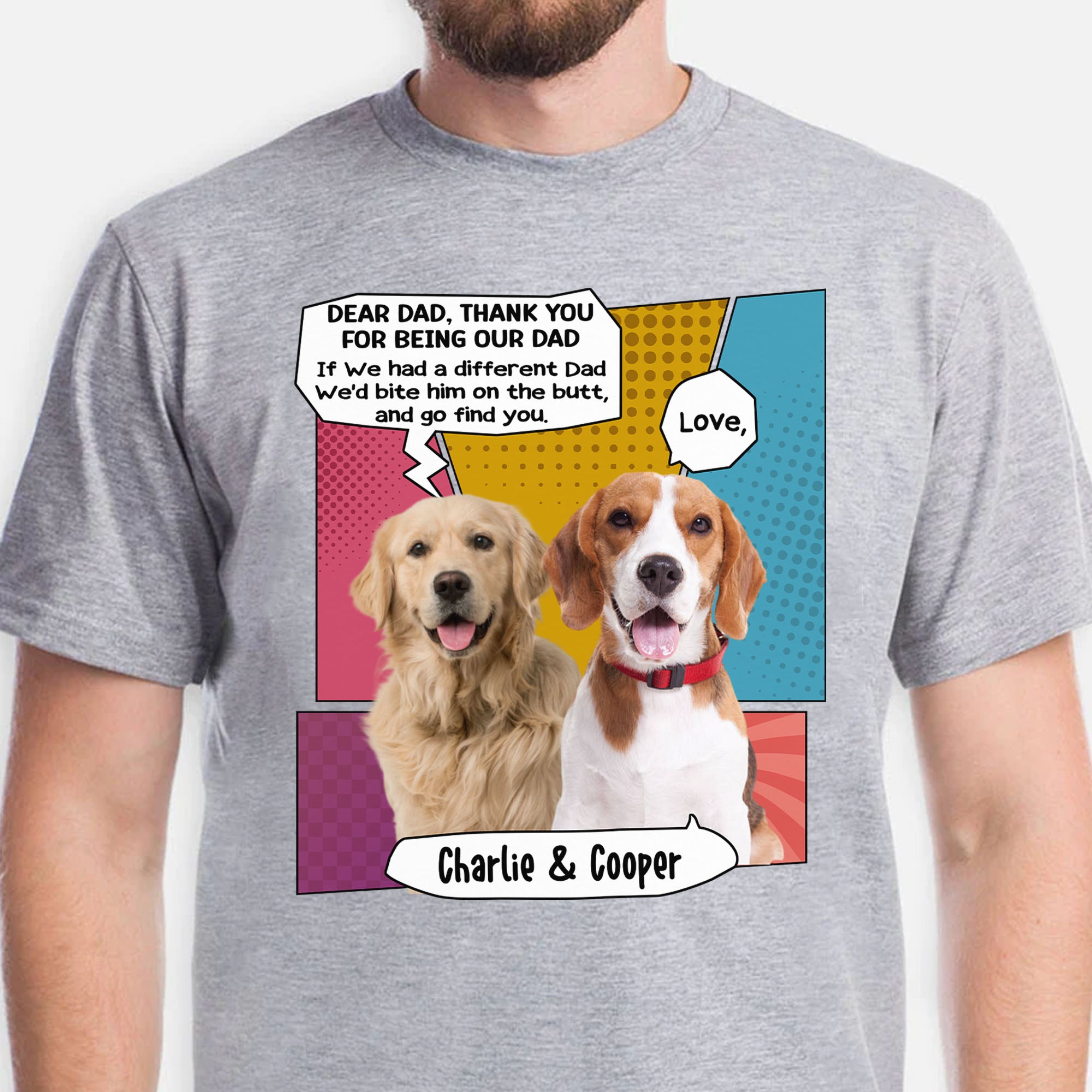 Bite The Butt Personalized Custom Photo Dog Cat Bright Shirt Gift For Dad Mom C763