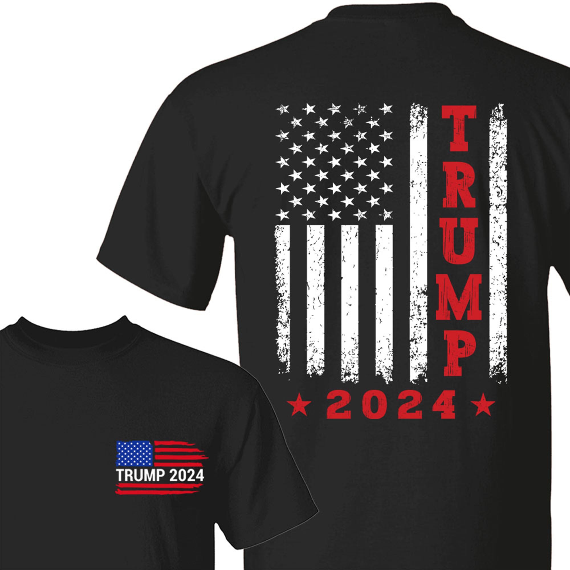 Trump 2024 American Flag Vintage Shirt | Donald Trump Homage Shirt | Donald Trump Fan Tees | Personalized Custom Trump Front & Back Shirt C984 - GOP