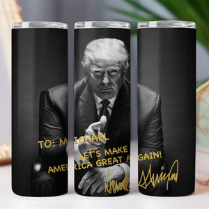 President Donald Trump Autographed Tumbler | Donald Trump Homage Tumbler | Donald Trump Fan Skinny Tumbler C922 - GOP