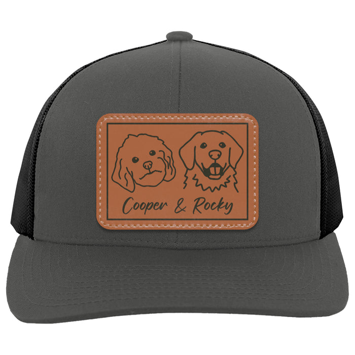 Custom Patch Hat, Personalized Custom Pet or Human Portrait Rectangle Leather Patch Hat C825