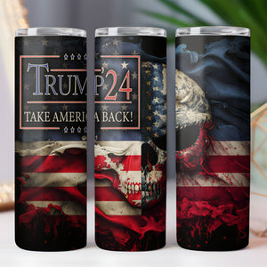 Trump 2024 Skull Flag | Donald Trump Homage | Donald Trump Fan Skinny Tumbler C923 - GOP