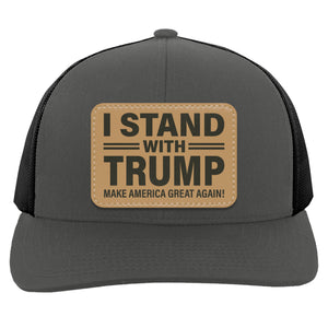 I Stand With Trump 2024 | Donald Trump Homage Hat | Donald Trump Fan Rectangle Leather Patch Hat C994 - GOP