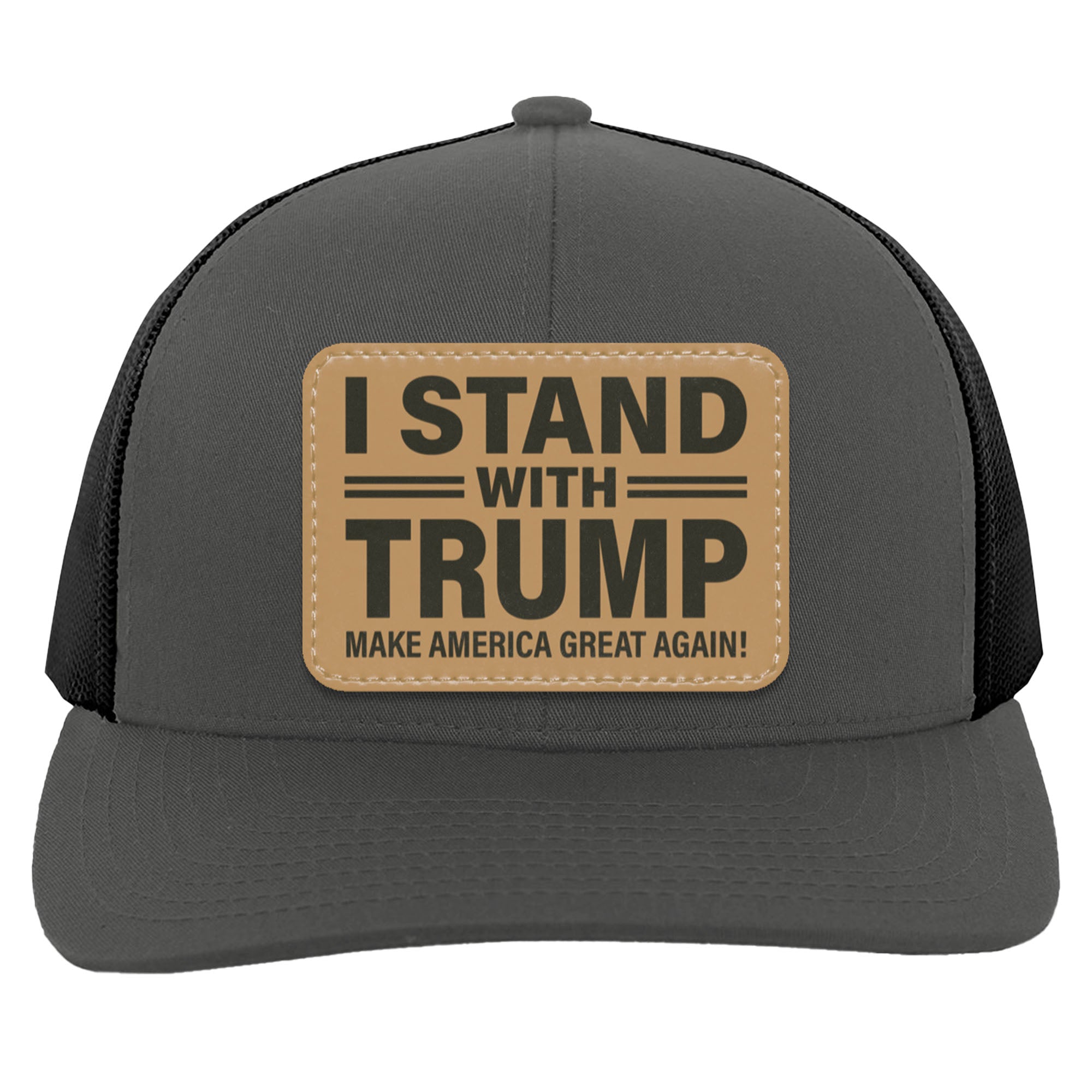 I Stand With Trump 2024 | Donald Trump Homage Hat | Donald Trump Fan Rectangle Leather Patch Hat C994 - GOP