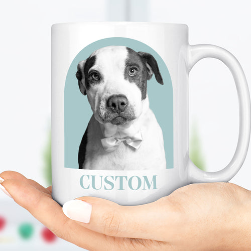 Custom Arch Photo Mug, Personalized with Your Own Dog or Cat Photo Mug C795