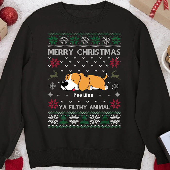 Custom Ugly Christmas Ya Filthy Animal Dog Sweatshirt, Dog Lover Sweater Christmas C779