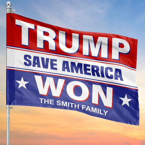 Trump Won Save America | Donald Trump Homage Flag | Donald Trump Fan House Flag C950 - GOP